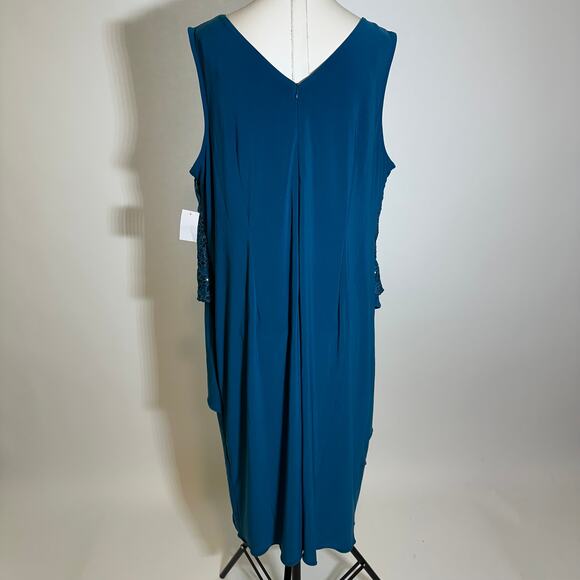 NWT Maya Brooke Teal Tiered Sequin 2 Piece Jacket Dress Set Womens Plus Size 18W - Picture 8 of 12